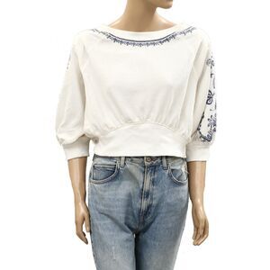 Free People Intimately Feeling Special Pullover Blouse Top Embroidered L 286478